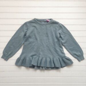 RUFFLE BUTTS VGUC Dusty Teal Button Back Ruffle Sweater